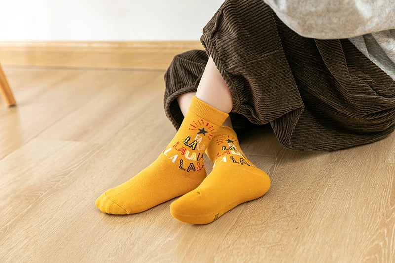 5Pairs/lot Kids Socks Autumn Winter Socks Children Cotton Christmas Socks For Students Girls Boys Cartoon Cute Warm Socks