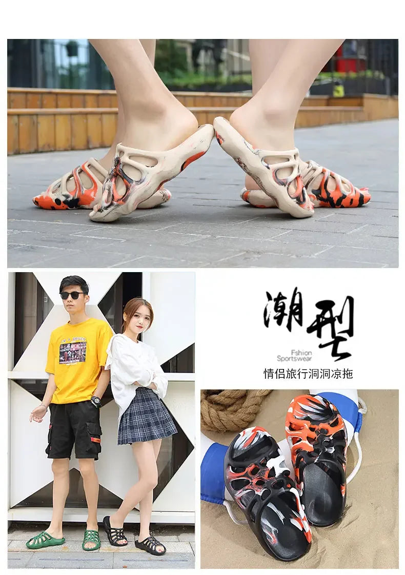 Summer Men Women EVA Slippers Spider Wed Vamp Platform Soft Sole Beach Sandals Styreet Style Couples Slides Shoes