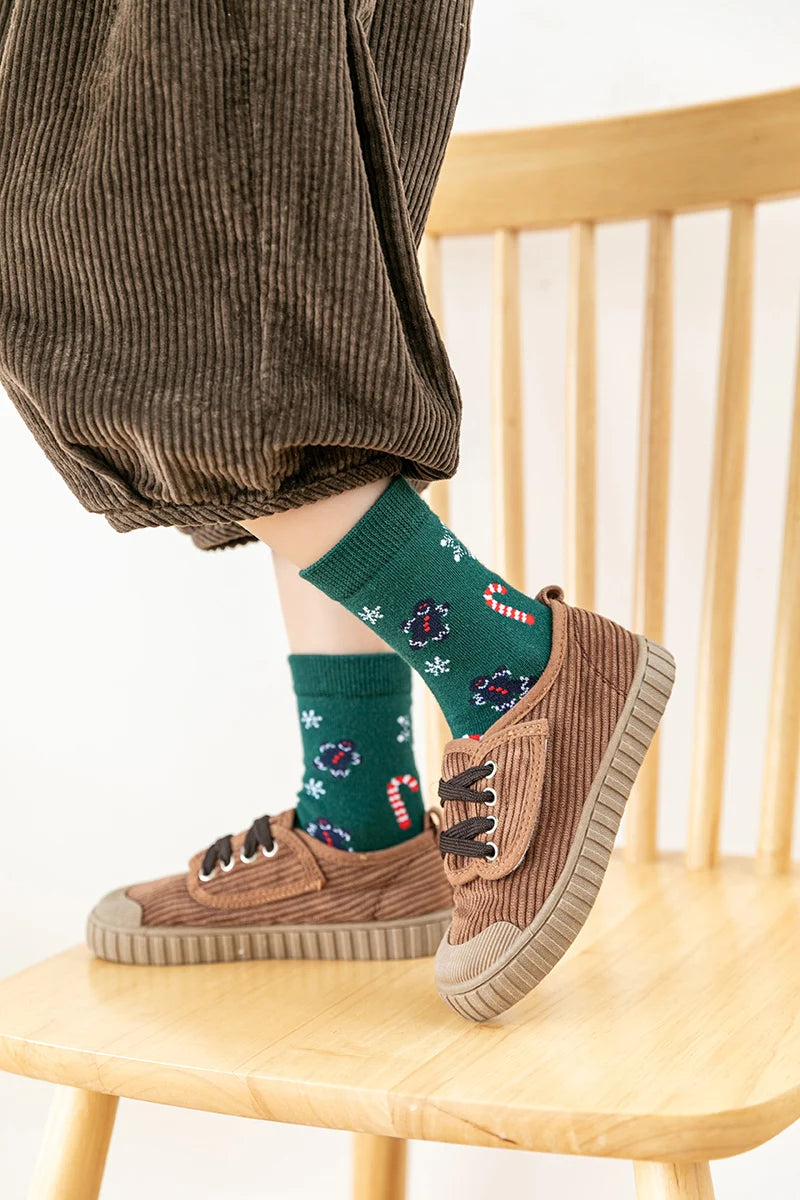 5Pairs/lot Kids Socks Autumn Winter Socks Children Cotton Christmas Socks For Students Girls Boys Cartoon Cute Warm Socks