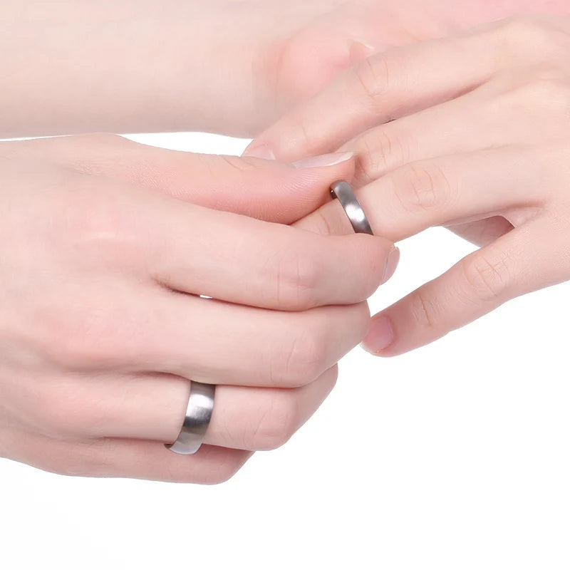 Tigrade 4/6/8mm Brushed Simple Silver/Black Color Titanium Ring Men Minimalist Wedding Band Engagement Rings Women Male Jewelry