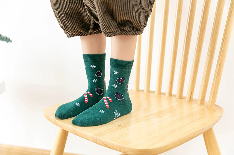 5Pairs/lot Kids Socks Autumn Winter Socks Children Cotton Christmas Socks For Students Girls Boys Cartoon Cute Warm Socks