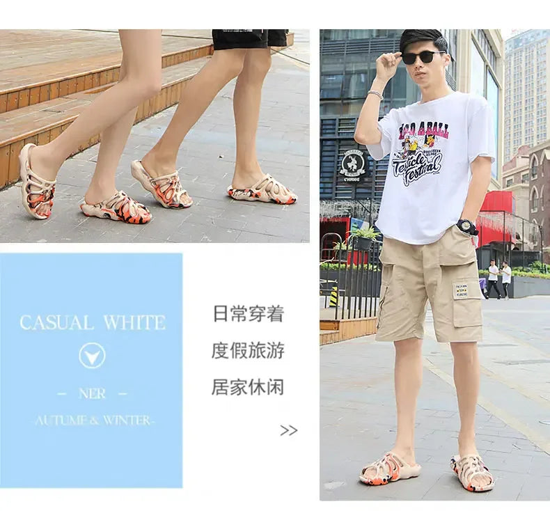 Summer Men Women EVA Slippers Spider Wed Vamp Platform Soft Sole Beach Sandals Styreet Style Couples Slides Shoes