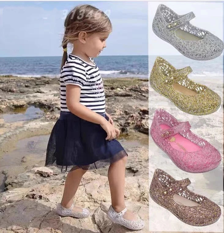 Mini Melissa Campana Zig Zag VI Girl Jelly Shoes Beach Sandals 2020 Baby Shoes Soft Melissa Sandals Kids Non-slip Princess Shoes