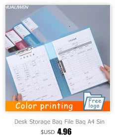 Transparent Color Plastic Clip File FolderA4/A5/A6/Notebook Loose Leaf Ring Binder Planner Agenda School Office Supplies