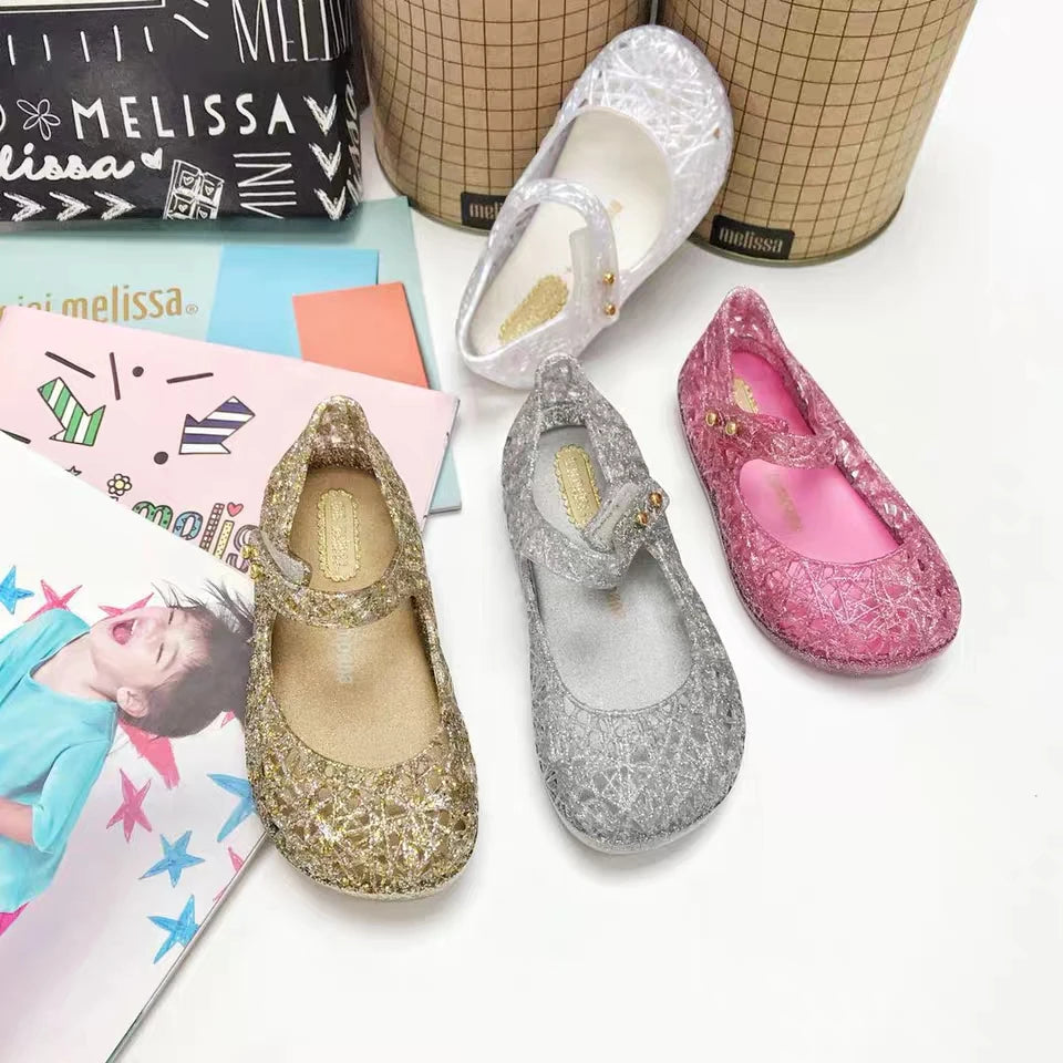 Mini Melissa Campana Zig Zag VI Girl Jelly Shoes Beach Sandals 2020 Baby Shoes Soft Melissa Sandals Kids Non-slip Princess Shoes