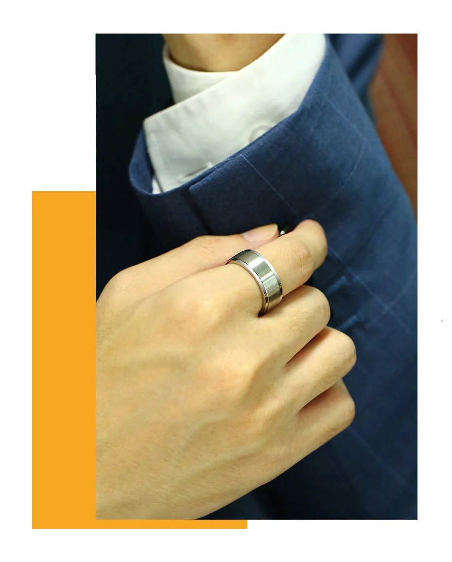 Vnox 6/8mm Spinner Ring for Men Stress Release Accessory Classic Stainless Steel Wedding Band Casual Viking Rune Sport Jewelry