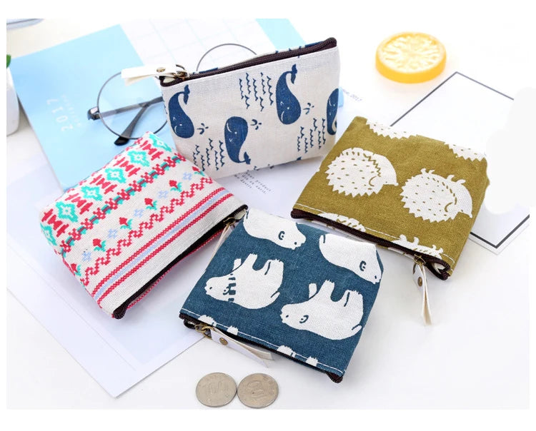 Fashion Kawaii Coin Purse Canvas Mini Floral Clutch Purse Women Girls Kids Cheap Coin Pouch Change Purses Clutch Bags Wholesale