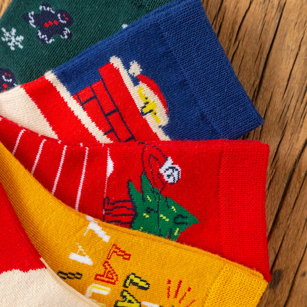 5Pairs/lot Kids Socks Autumn Winter Socks Children Cotton Christmas Socks For Students Girls Boys Cartoon Cute Warm Socks