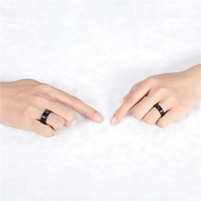 Tigrade 4/6/8mm Brushed Simple Silver/Black Color Titanium Ring Men Minimalist Wedding Band Engagement Rings Women Male Jewelry