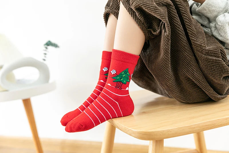 5Pairs/lot Kids Socks Autumn Winter Socks Children Cotton Christmas Socks For Students Girls Boys Cartoon Cute Warm Socks