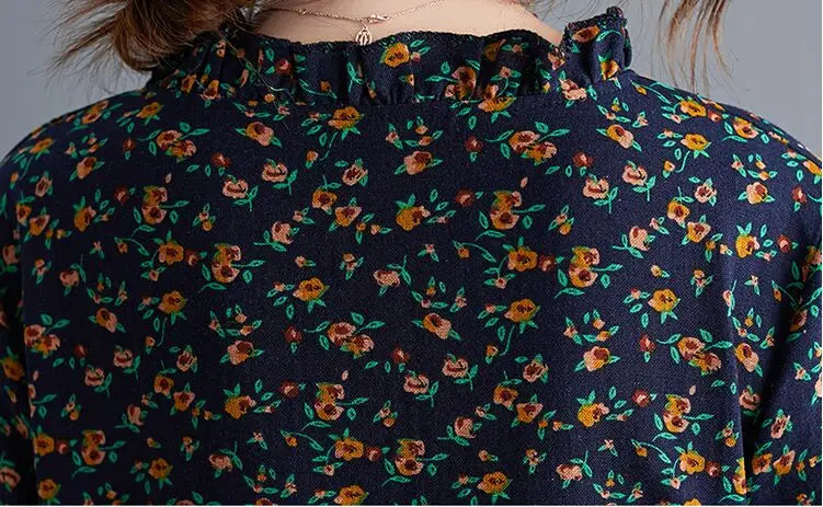 long sleeve cotton linen ruffle vintage floral new in dresses for women casual loose spring autumn dress elegant clothing 2026