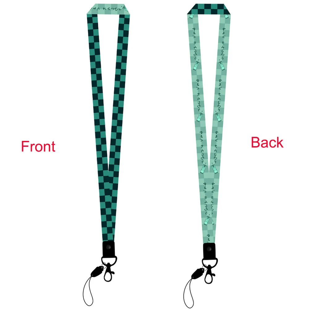 Cute Anime Lanyard Keychain kimetsu no yaiba demon Slayer ID Card Pass Gym Phone Holder Key Ring for Women Men Necks Accessories