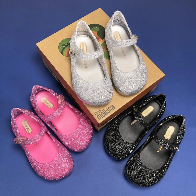 Mini Melissa Campana Zig Zag VI Girl Jelly Shoes Beach Sandals 2020 Baby Shoes Soft Melissa Sandals Kids Non-slip Princess Shoes