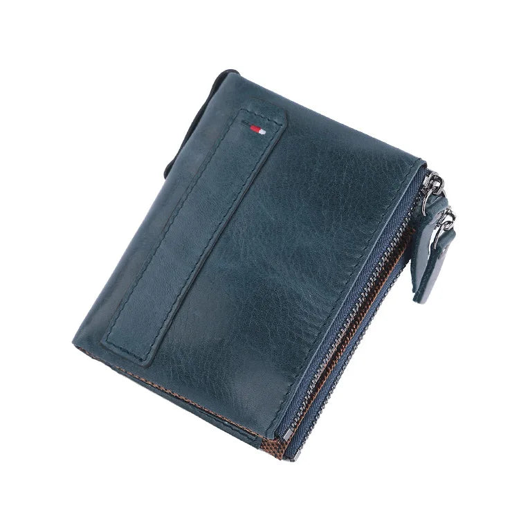 Men Wallets 100% Genuine Cow Leather Short Card Holder Leather Men Purse High Quality Luxury Brand Male Wallet