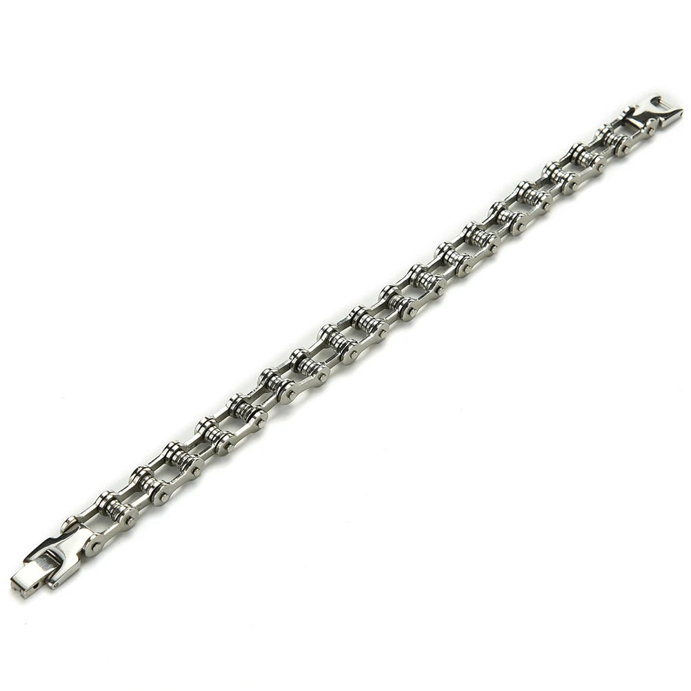 Fashion Men Women Biker Bicycle Motorcycle Chain Bracelet Bangle Punk Stainless Steel Bracelet Men Bangle 8.5"