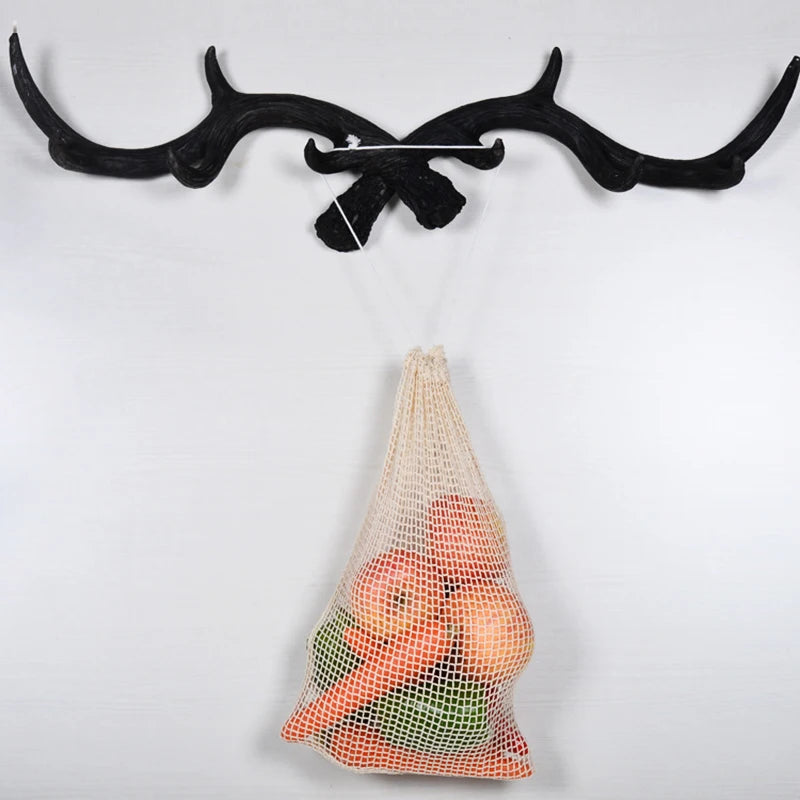 Reusable Cotton Mesh Produce Bags for Vegetable Fruit Food Kitchen Washable Grid Storage Bag Eco String bag Kitchen Organizer