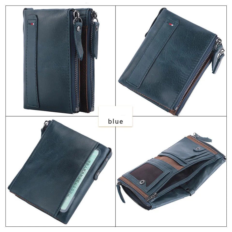 Men Wallets 100% Genuine Cow Leather Short Card Holder Leather Men Purse High Quality Luxury Brand Male Wallet