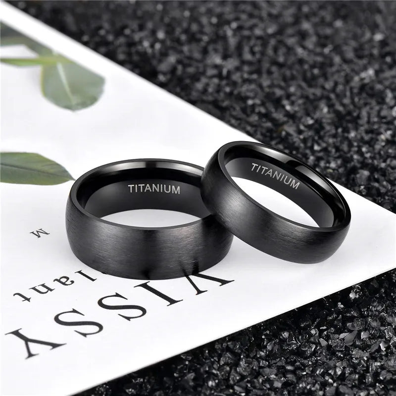 Tigrade 4/6/8mm Brushed Simple Silver/Black Color Titanium Ring Men Minimalist Wedding Band Engagement Rings Women Male Jewelry