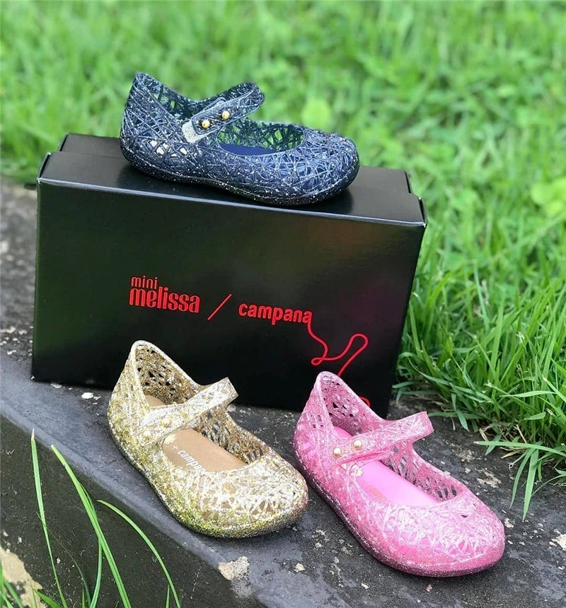 Mini Melissa Campana Zig Zag VI Girl Jelly Shoes Beach Sandals 2020 Baby Shoes Soft Melissa Sandals Kids Non-slip Princess Shoes