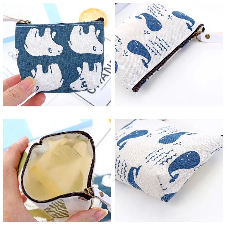 Fashion Kawaii Coin Purse Canvas Mini Floral Clutch Purse Women Girls Kids Cheap Coin Pouch Change Purses Clutch Bags Wholesale