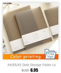 Transparent Color Plastic Clip File FolderA4/A5/A6/Notebook Loose Leaf Ring Binder Planner Agenda School Office Supplies