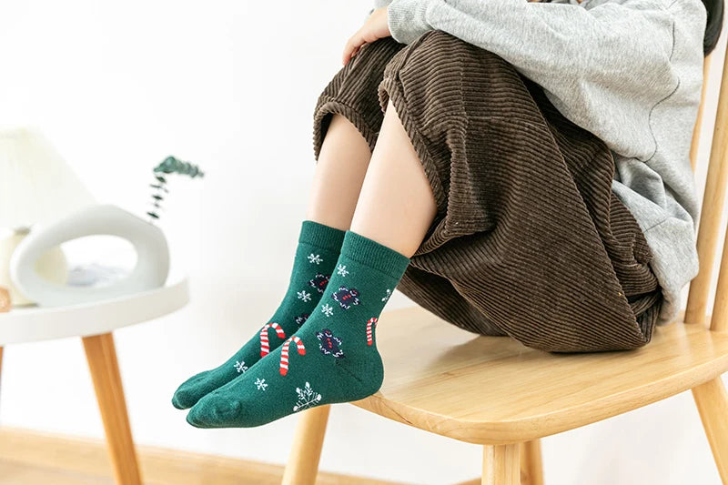 5Pairs/lot Kids Socks Autumn Winter Socks Children Cotton Christmas Socks For Students Girls Boys Cartoon Cute Warm Socks