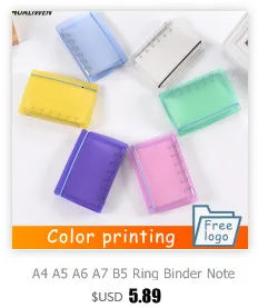 Transparent Color Plastic Clip File FolderA4/A5/A6/Notebook Loose Leaf Ring Binder Planner Agenda School Office Supplies