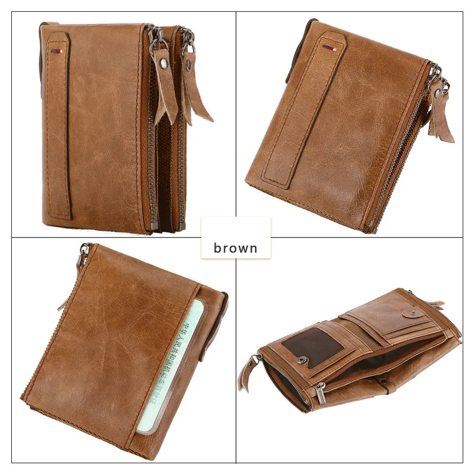 Men Wallets 100% Genuine Cow Leather Short Card Holder Leather Men Purse High Quality Luxury Brand Male Wallet
