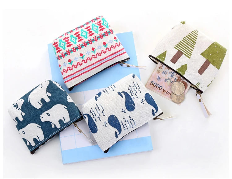 Fashion Kawaii Coin Purse Canvas Mini Floral Clutch Purse Women Girls Kids Cheap Coin Pouch Change Purses Clutch Bags Wholesale