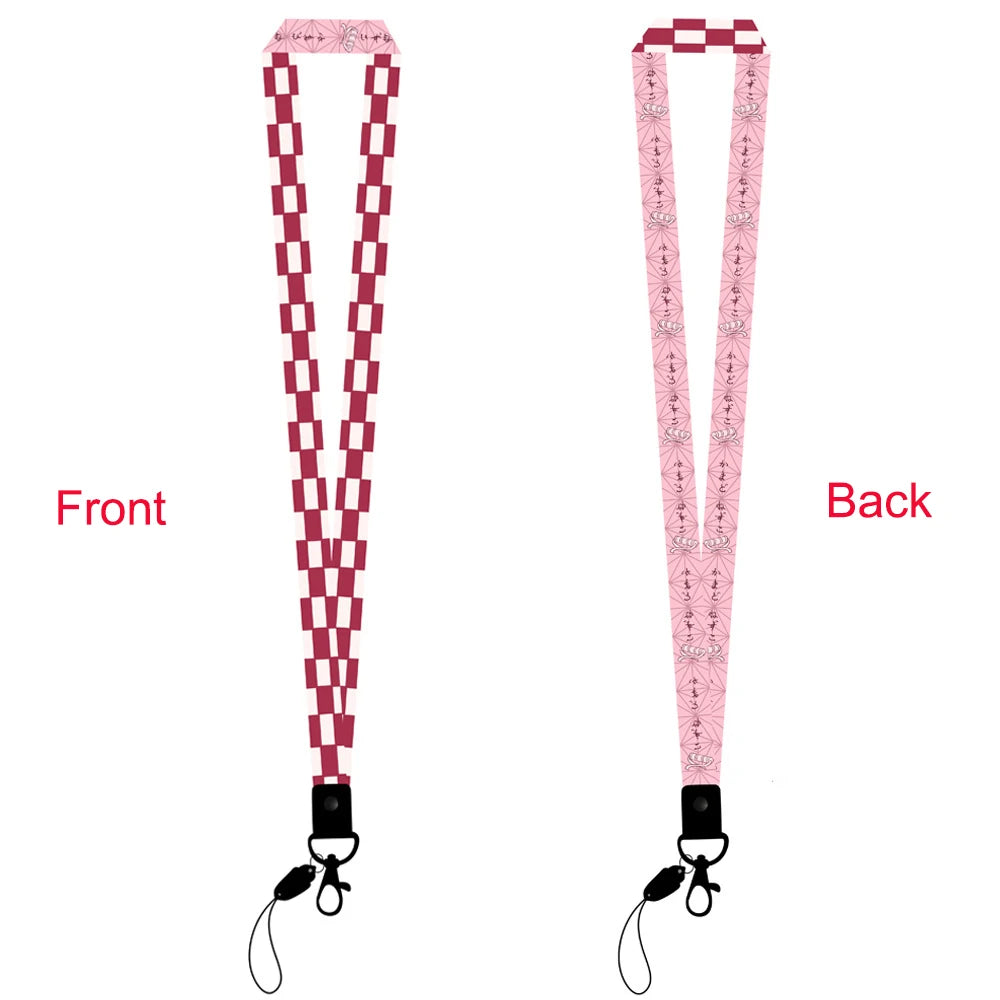 Cute Anime Lanyard Keychain kimetsu no yaiba demon Slayer ID Card Pass Gym Phone Holder Key Ring for Women Men Necks Accessories
