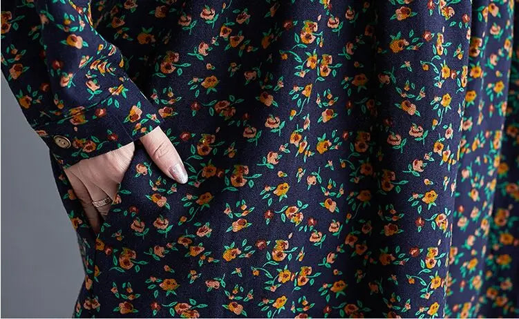 long sleeve cotton linen ruffle vintage floral new in dresses for women casual loose spring autumn dress elegant clothing 2026