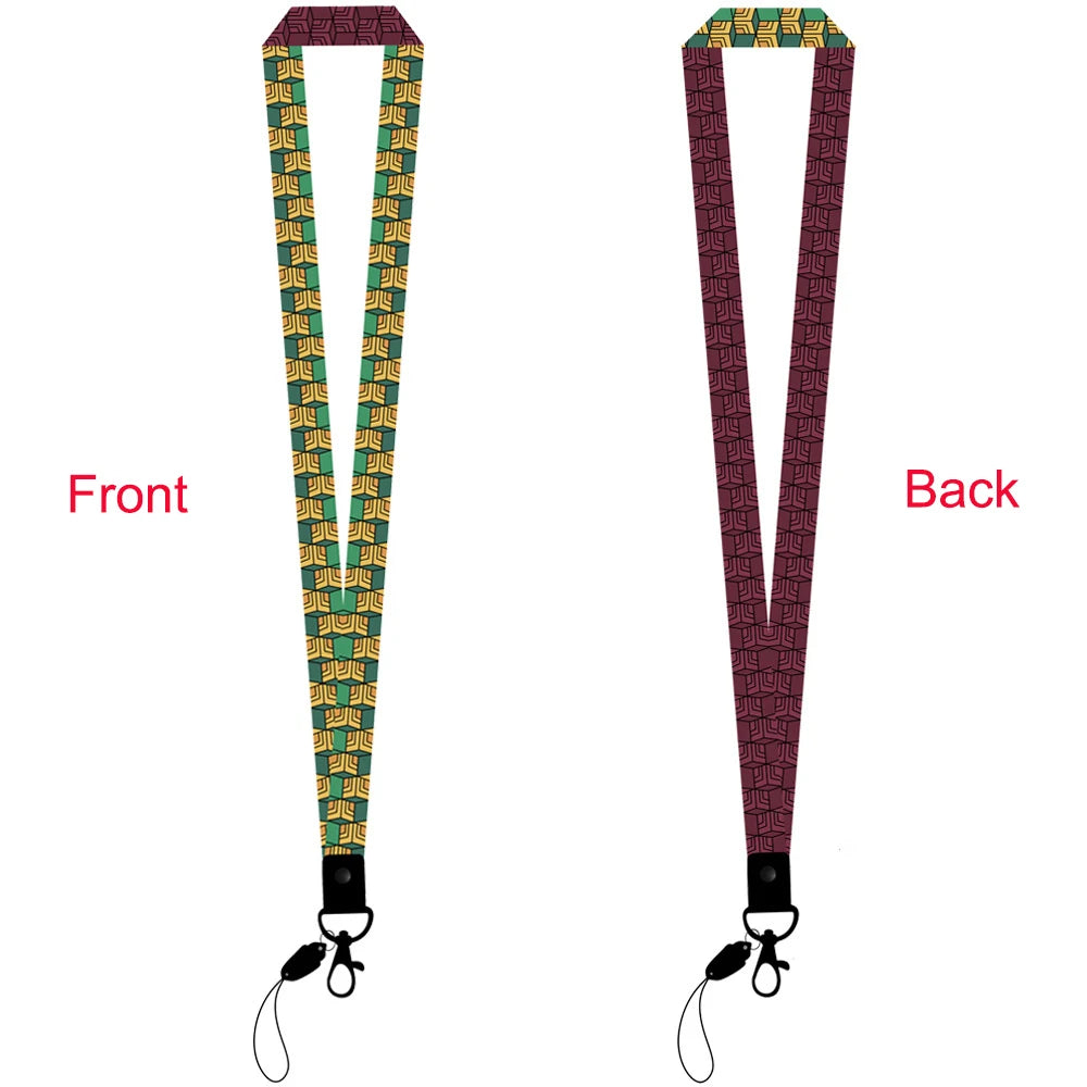 Cute Anime Lanyard Keychain kimetsu no yaiba demon Slayer ID Card Pass Gym Phone Holder Key Ring for Women Men Necks Accessories
