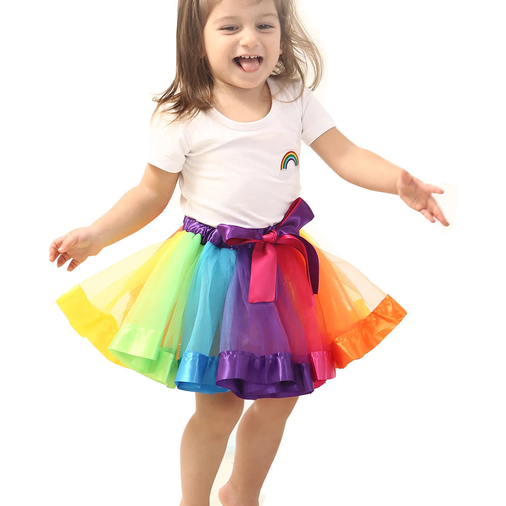 New Tutu Skirt Baby Girl Skirts 9M-8T Princess Mini Pettiskirt Party Dance Rainbow Tulle Skirts Girls Clothes Children Clothing