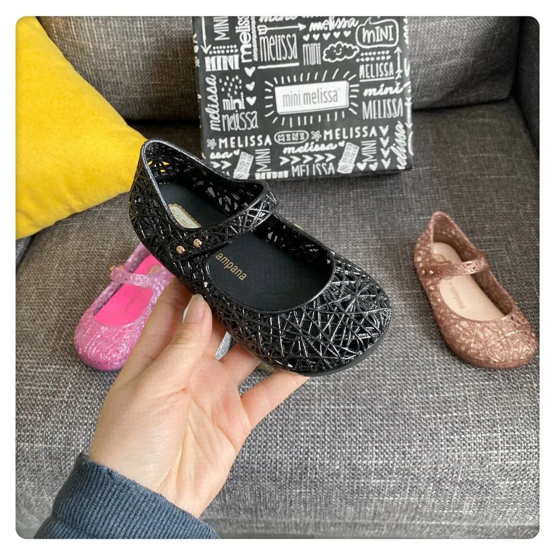 Mini Melissa Campana Zig Zag VI Girl Jelly Shoes Beach Sandals 2020 Baby Shoes Soft Melissa Sandals Kids Non-slip Princess Shoes