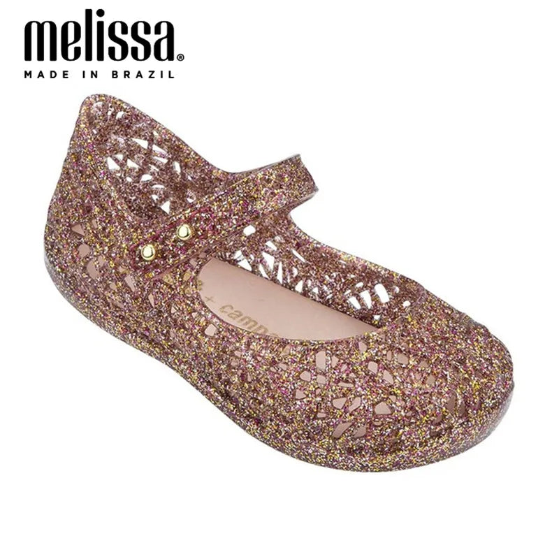 Mini Melissa Campana Zig Zag VI Girl Jelly Shoes Beach Sandals 2020 Baby Shoes Soft Melissa Sandals Kids Non-slip Princess Shoes