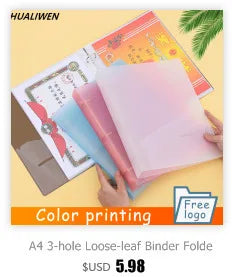 Transparent Color Plastic Clip File FolderA4/A5/A6/Notebook Loose Leaf Ring Binder Planner Agenda School Office Supplies