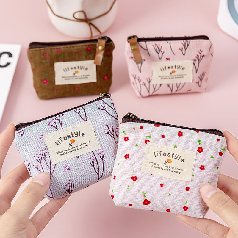 Fashion Kawaii Coin Purse Canvas Mini Floral Clutch Purse Women Girls Kids Cheap Coin Pouch Change Purses Clutch Bags Wholesale
