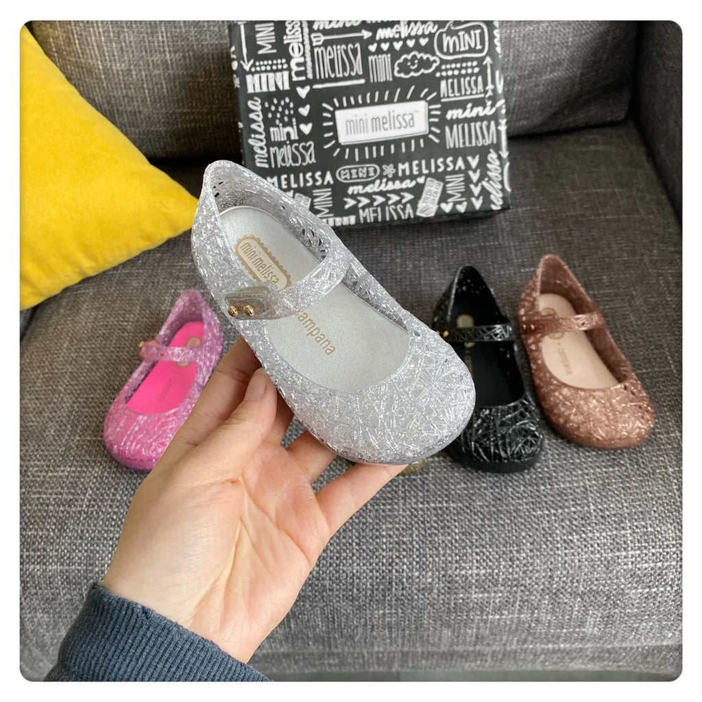 Mini Melissa Campana Zig Zag VI Girl Jelly Shoes Beach Sandals 2020 Baby Shoes Soft Melissa Sandals Kids Non-slip Princess Shoes