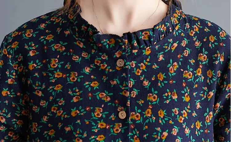 long sleeve cotton linen ruffle vintage floral new in dresses for women casual loose spring autumn dress elegant clothing 2026