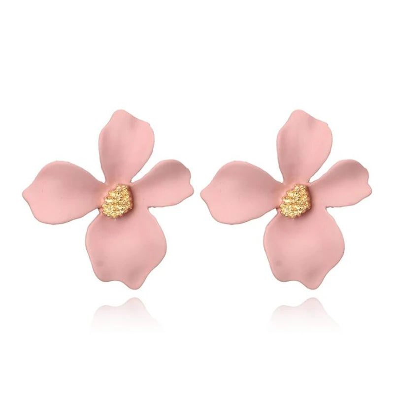 Sweet Flower Earrings For Women Fresh Four-petal Stereo Flower Stud Earrings Fashion Temperament 5 Colors Flower Earring