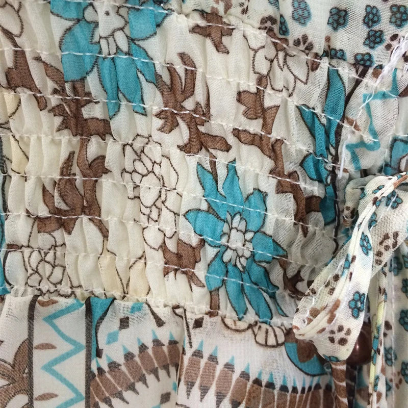 TEELYNN boho long dress Vintage 2023 floral print Chiffon three quarter sleeve v-neck summer Gypsy Hippie women dresses vestidos