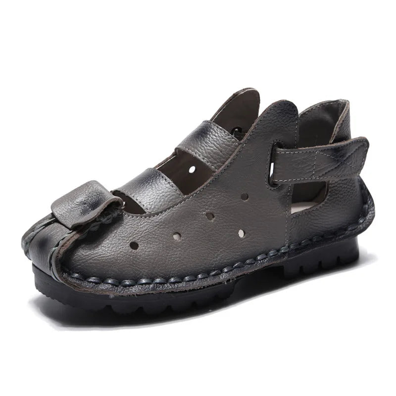 GKTINOO 2026 Summer Soft Bottom Flat Genuine Leather Women Shoes Personality Leisure Women Sandals Retro Handmade Sandals sapato