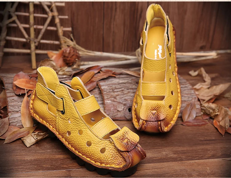 GKTINOO 2026 Summer Soft Bottom Flat Genuine Leather Women Shoes Personality Leisure Women Sandals Retro Handmade Sandals sapato