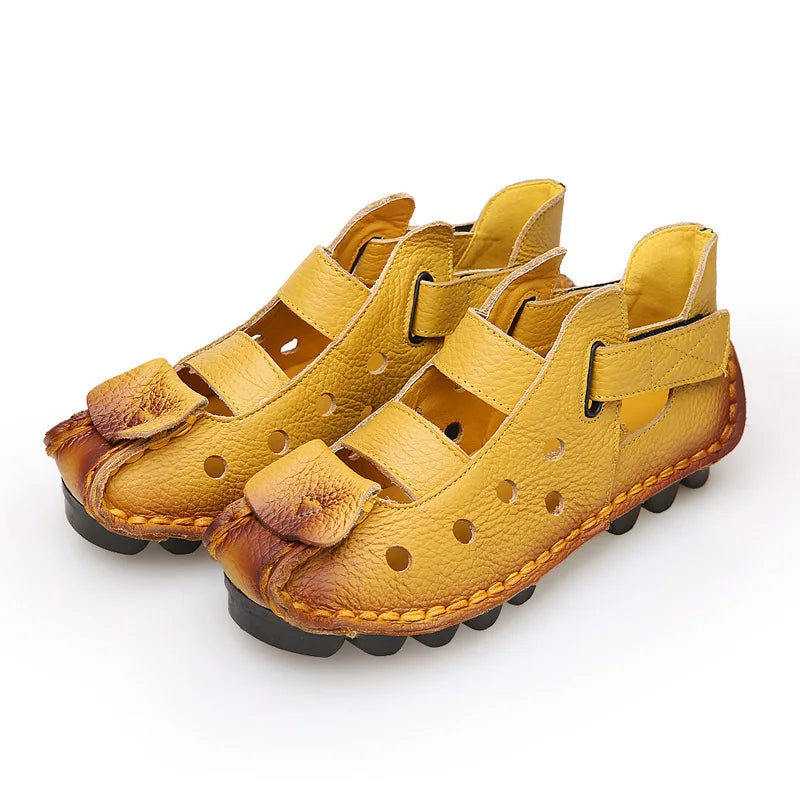 GKTINOO 2026 Summer Soft Bottom Flat Genuine Leather Women Shoes Personality Leisure Women Sandals Retro Handmade Sandals sapato