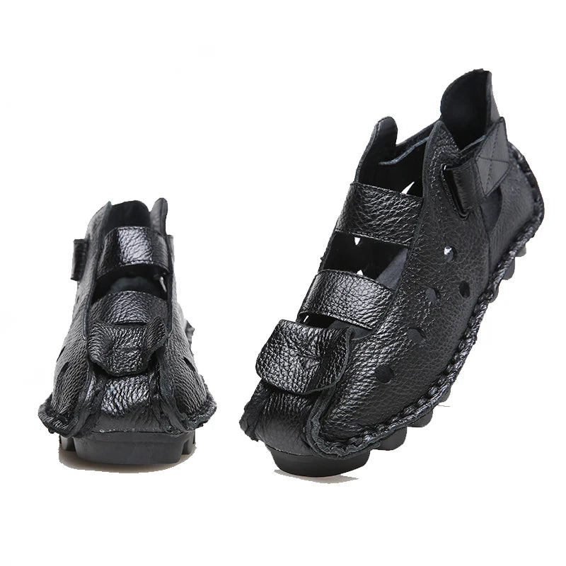 GKTINOO 2026 Summer Soft Bottom Flat Genuine Leather Women Shoes Personality Leisure Women Sandals Retro Handmade Sandals sapato