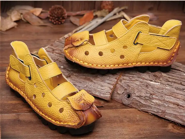 GKTINOO 2026 Summer Soft Bottom Flat Genuine Leather Women Shoes Personality Leisure Women Sandals Retro Handmade Sandals sapato