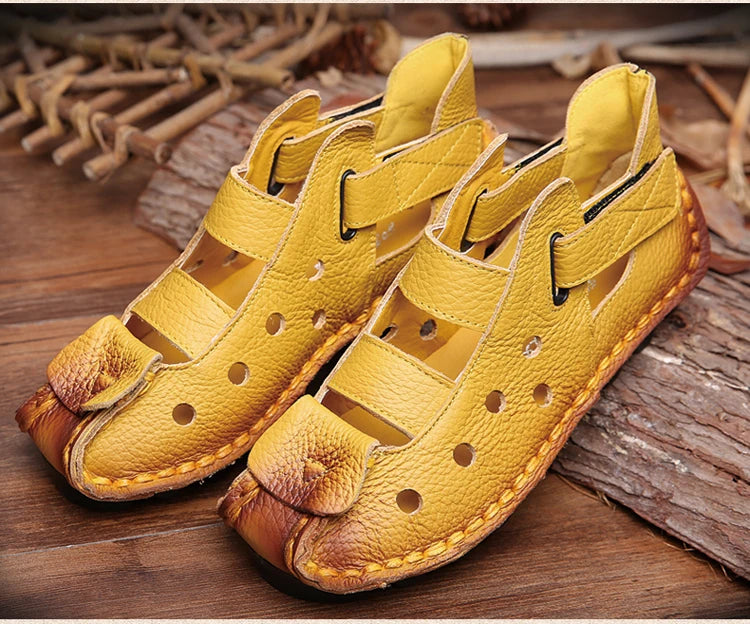 GKTINOO 2026 Summer Soft Bottom Flat Genuine Leather Women Shoes Personality Leisure Women Sandals Retro Handmade Sandals sapato