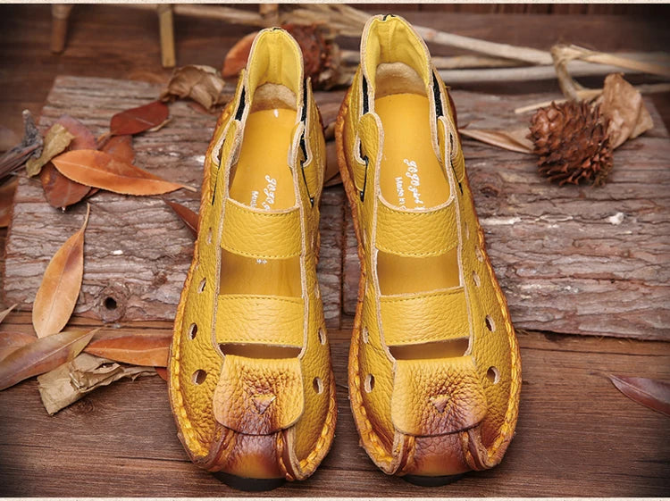 GKTINOO 2026 Summer Soft Bottom Flat Genuine Leather Women Shoes Personality Leisure Women Sandals Retro Handmade Sandals sapato