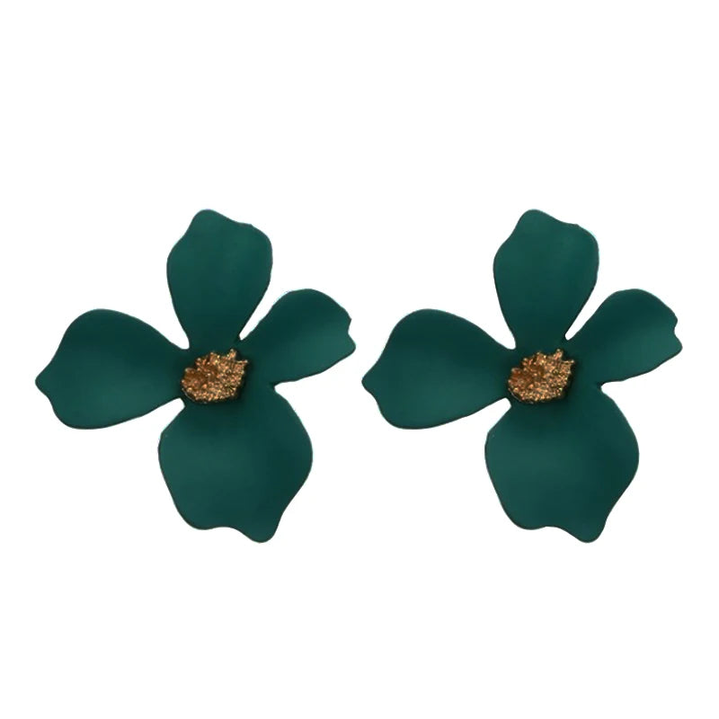 Sweet Flower Earrings For Women Fresh Four-petal Stereo Flower Stud Earrings Fashion Temperament 5 Colors Flower Earring