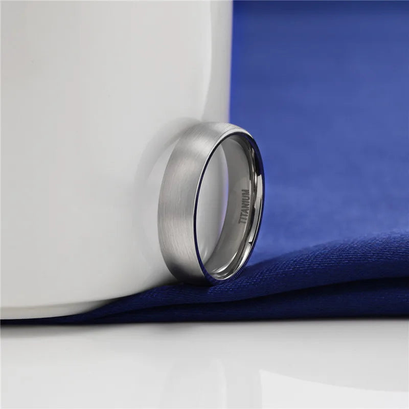 Tigrade 4/6/8mm Brushed Simple Silver/Black Color Titanium Ring Men Minimalist Wedding Band Engagement Rings Women Male Jewelry